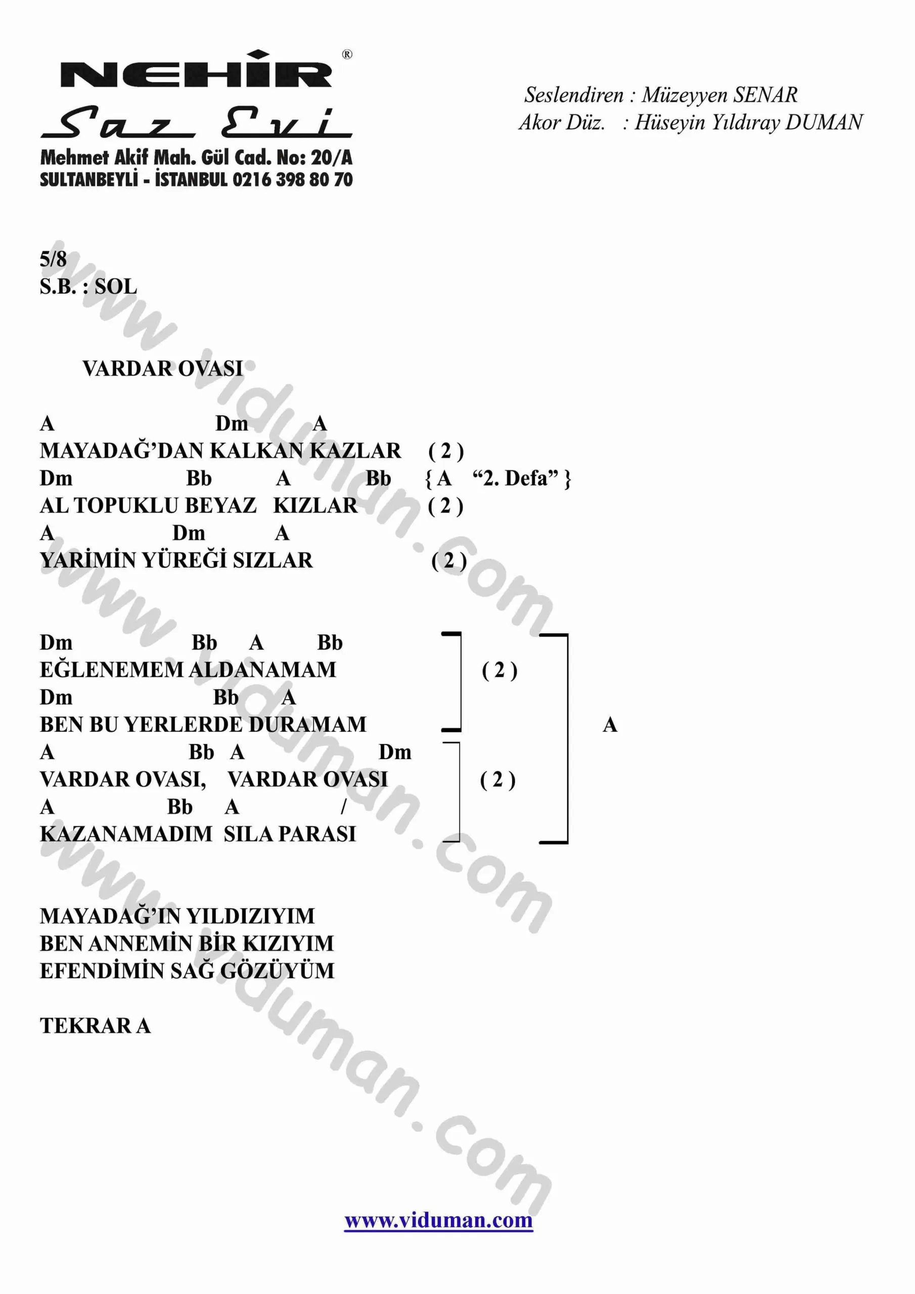 Vardar Ovasi-Gitar-Ritim-Akorlari