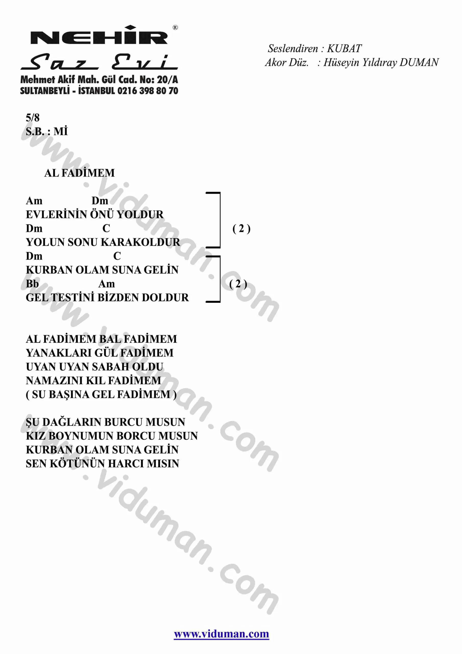 Al Fadimem-Gitar-Ritim-Akorlari