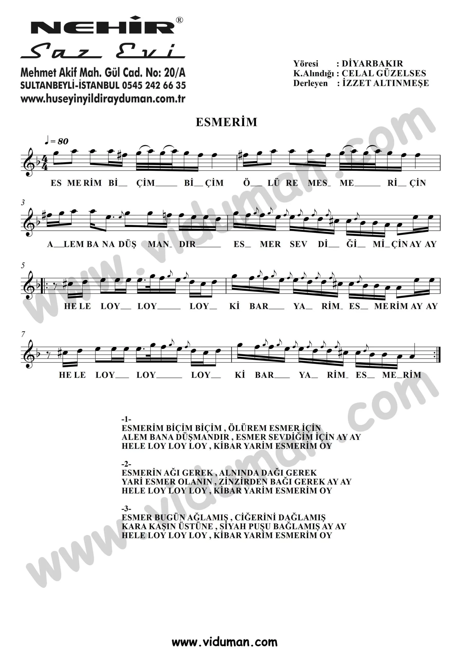 Esmerim-Baglama-Saz-Notalari