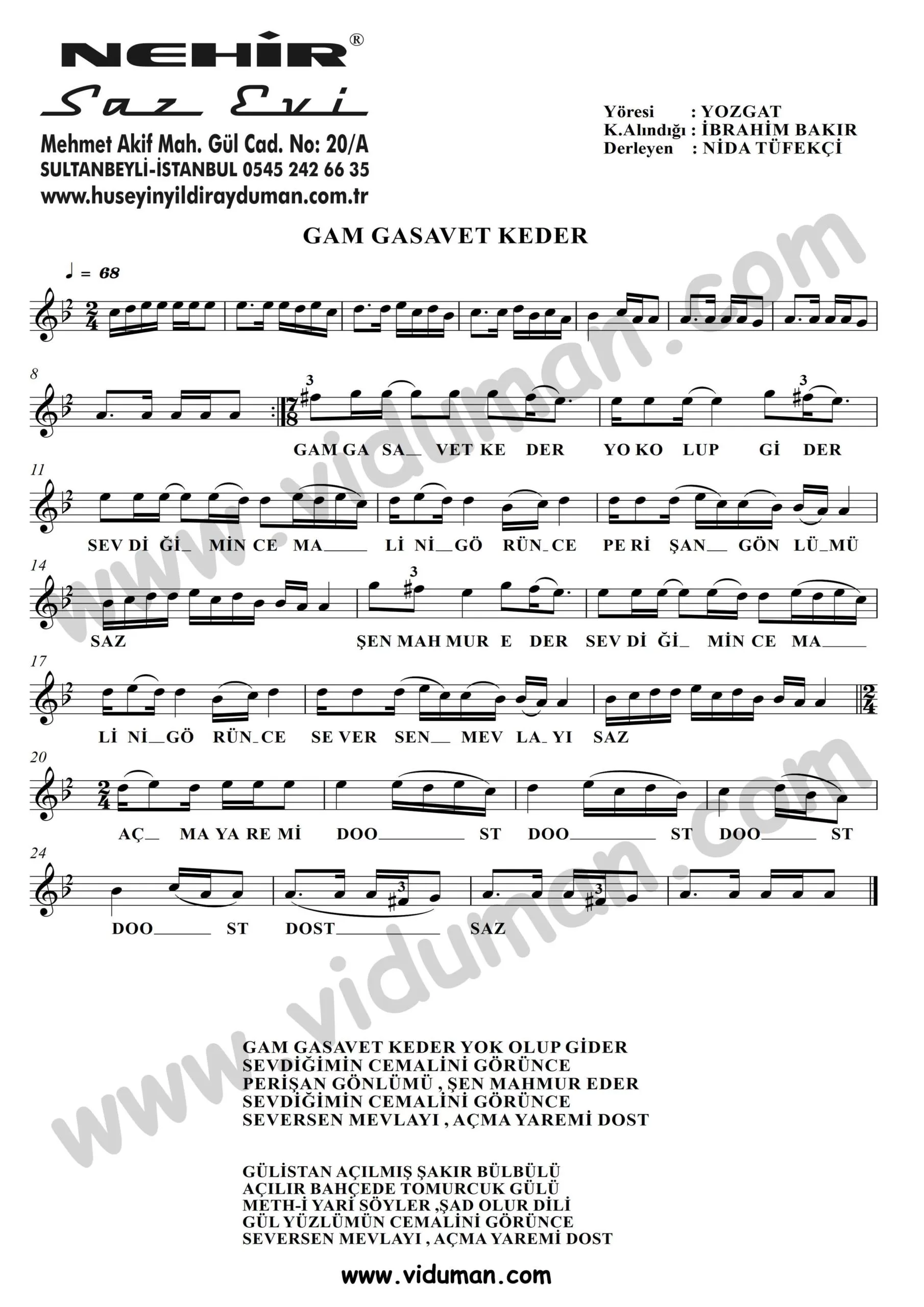 Gam Gasavet Keder-Baglama-Saz-Notalari